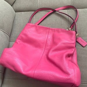 Pink Soft Leather Coach Shoulder Bag